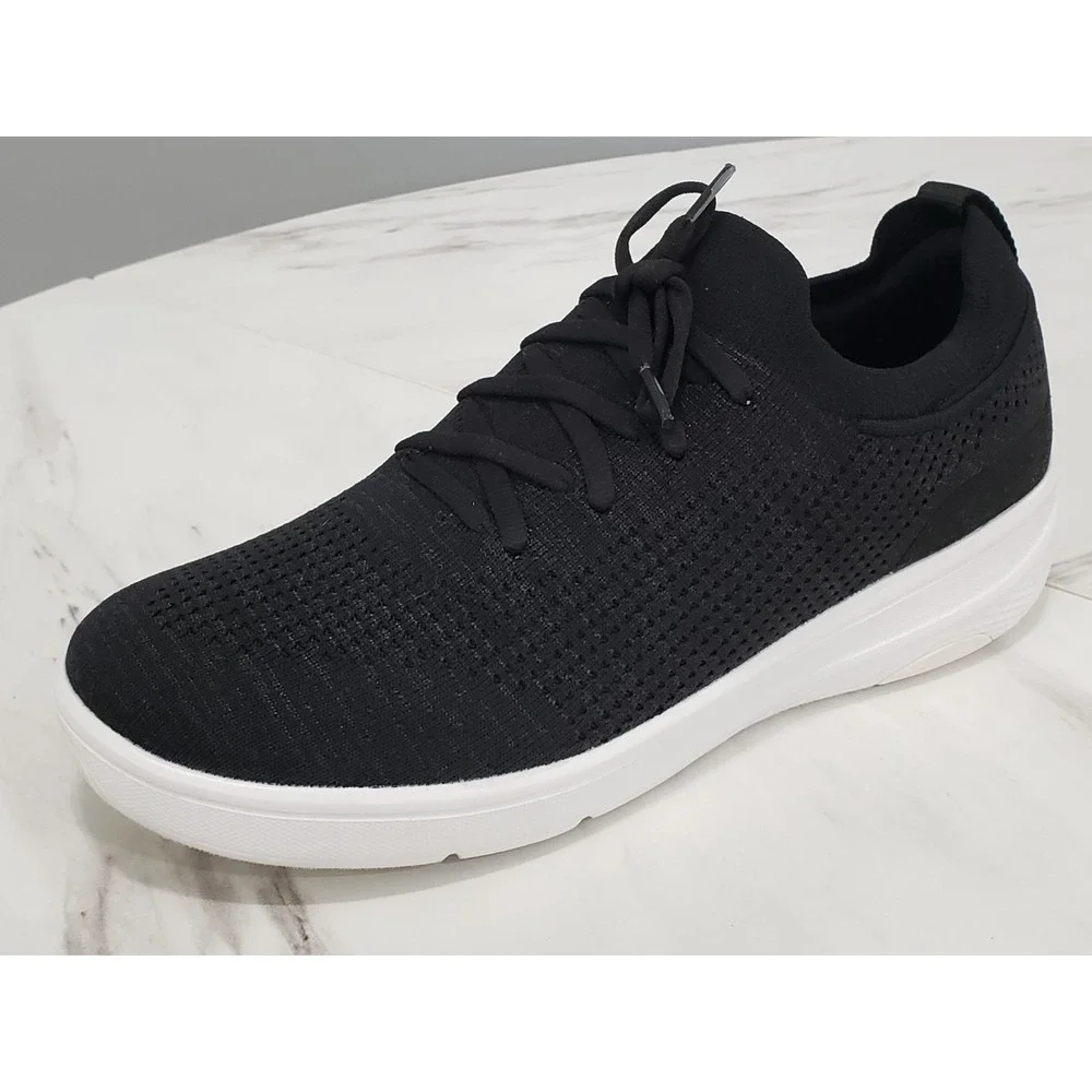 NEVER WORN Fit Flop Super-Q Knit Slip-On Laced Sneakers 8.5 Black JM1-001 WOMENS